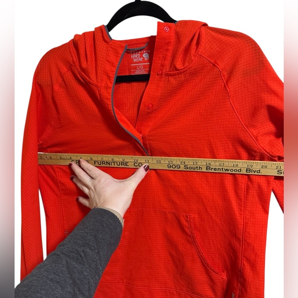 Mountain Hardwear Orange Grid Fleece Pullover Hoodie L Snap Side Activewear - Picture 6 of 10